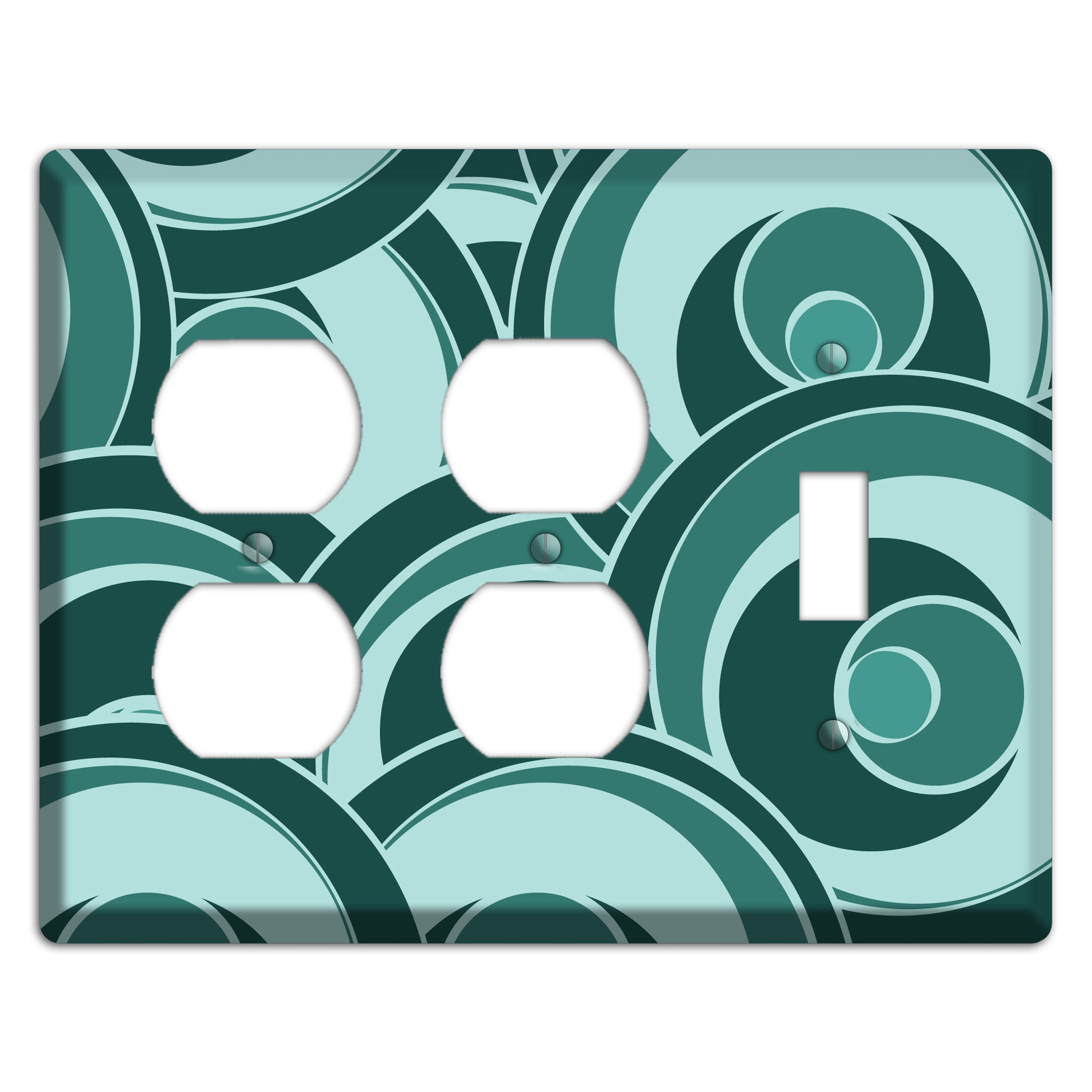 Blue-green Deco Circles 2 Duplex / Toggle Wallplate