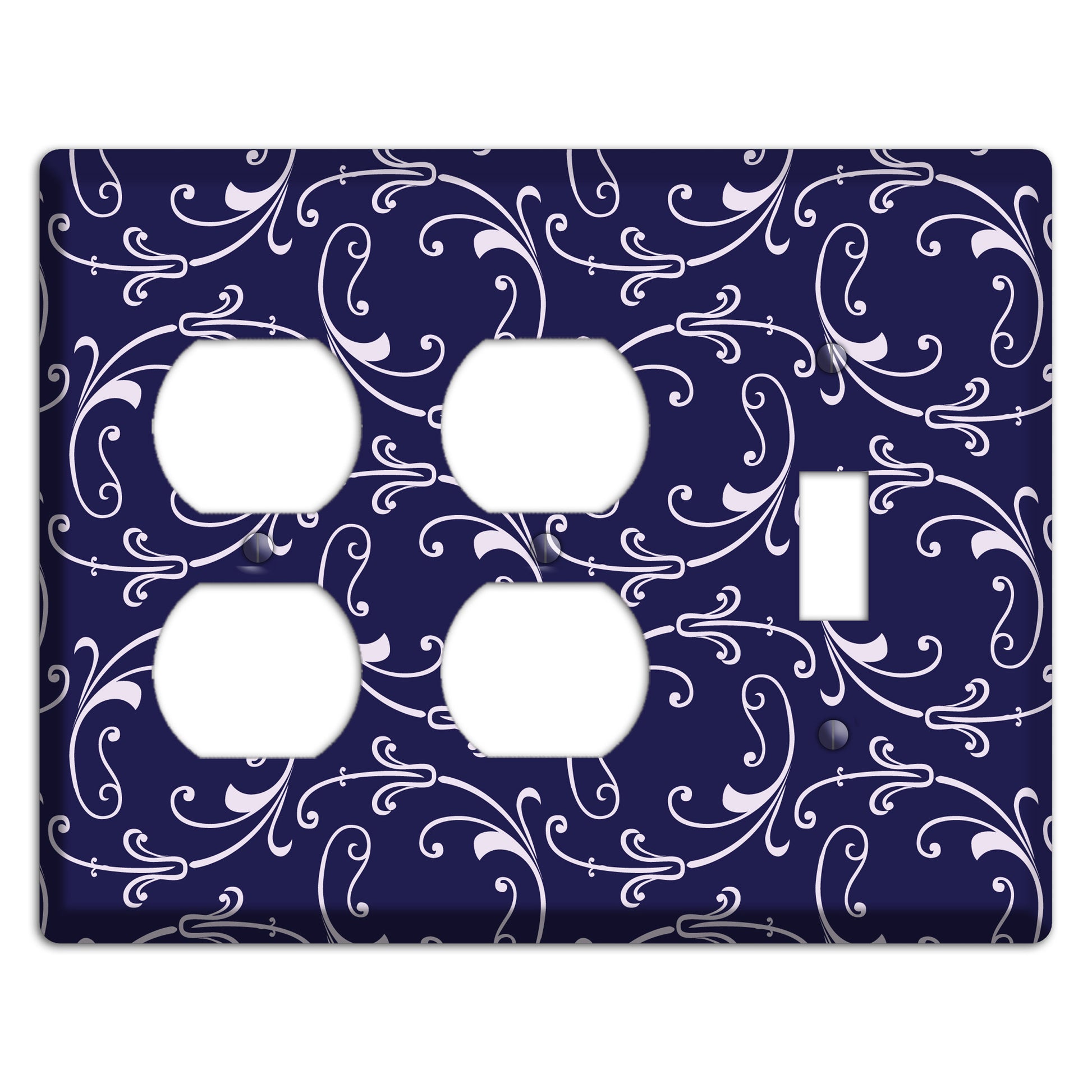 Navy Victorian Sprig 2 Duplex / Toggle Wallplate