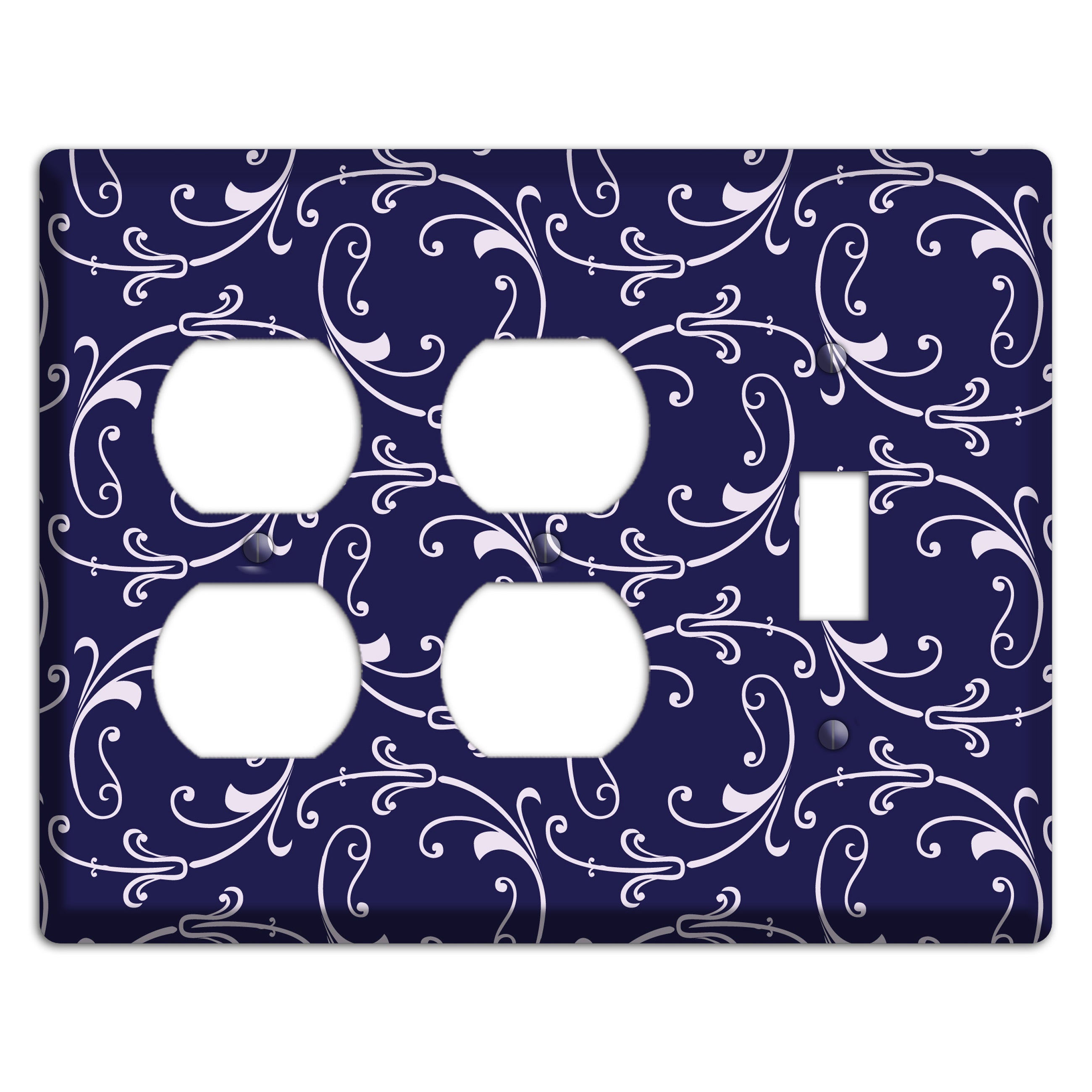 Navy Victorian Sprig 2 Duplex / Toggle Wallplate