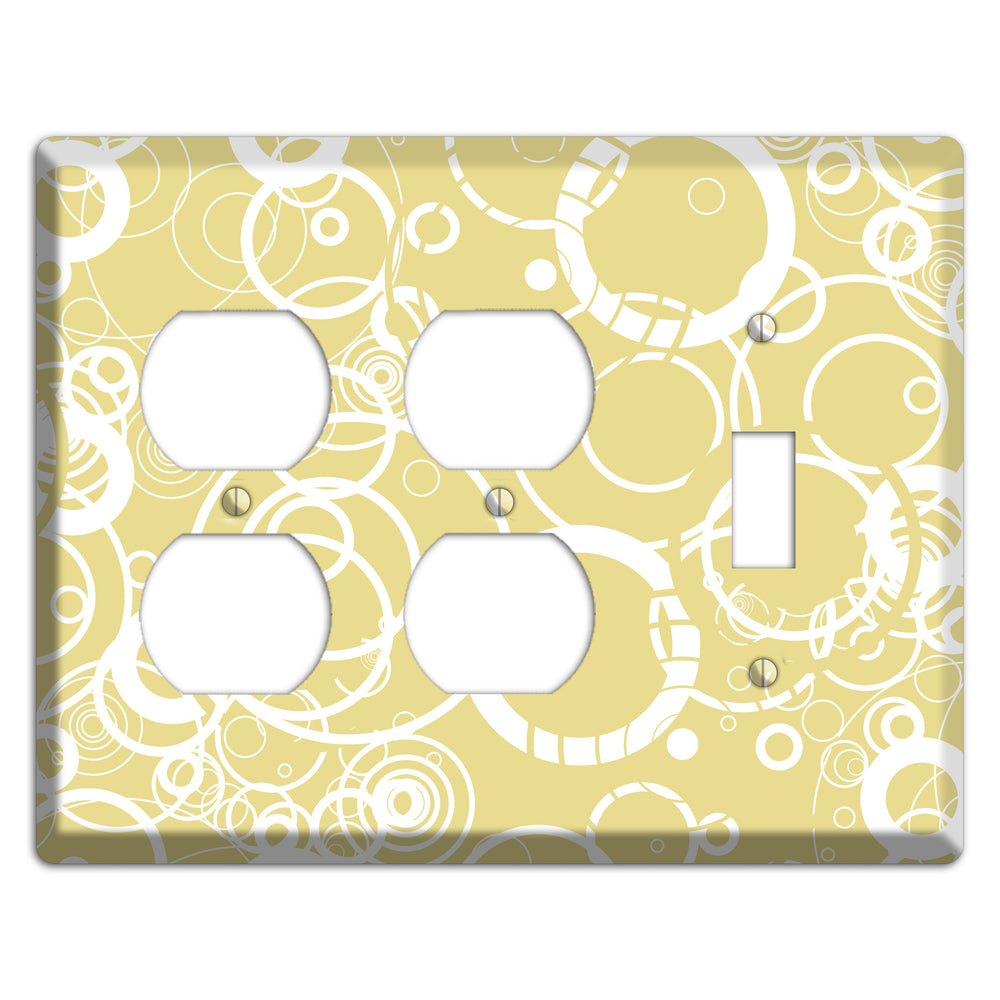 Beige with White Rings 2 Duplex / Toggle Wallplate