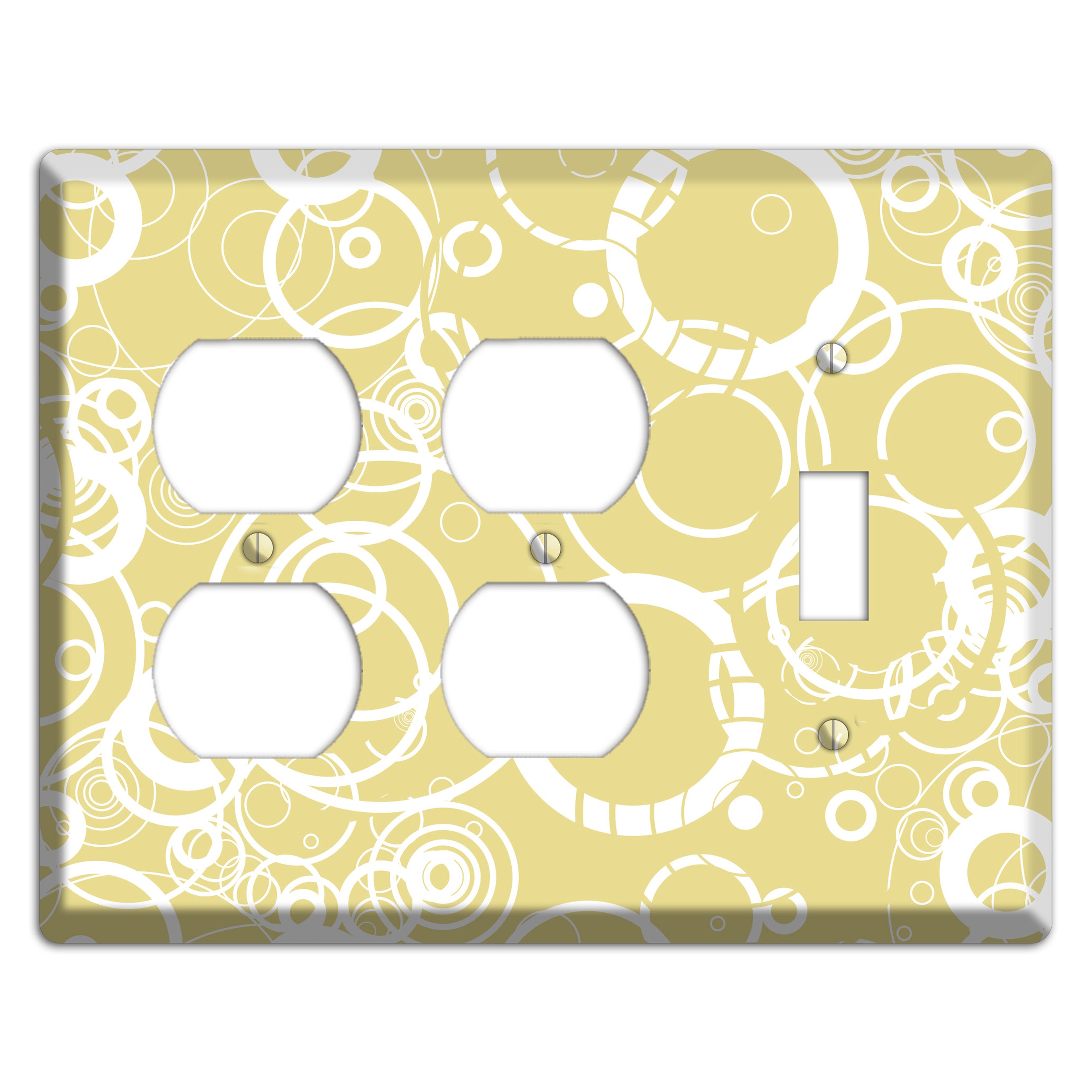 Beige with White Rings 2 Duplex / Toggle Wallplate