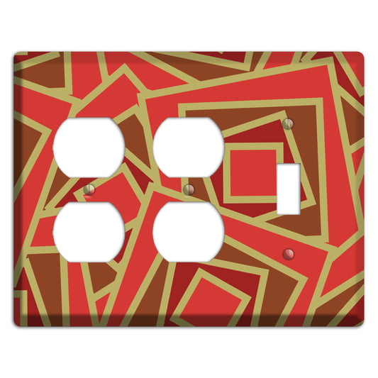 Red and Brown Retro Cubist 2 Duplex / Toggle Wallplate
