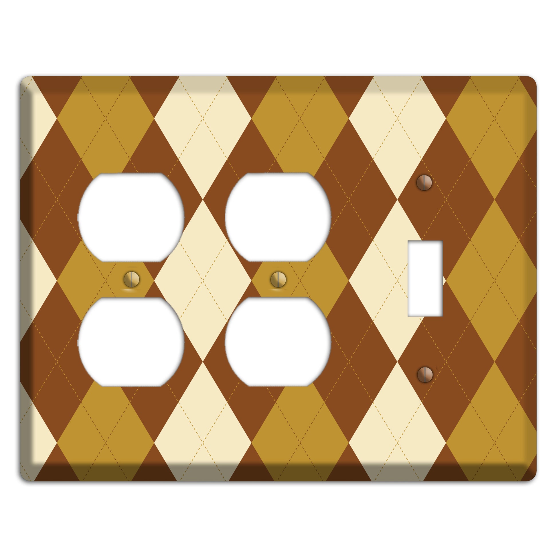 Multi Brown Argyle 2 Duplex / Toggle Wallplate