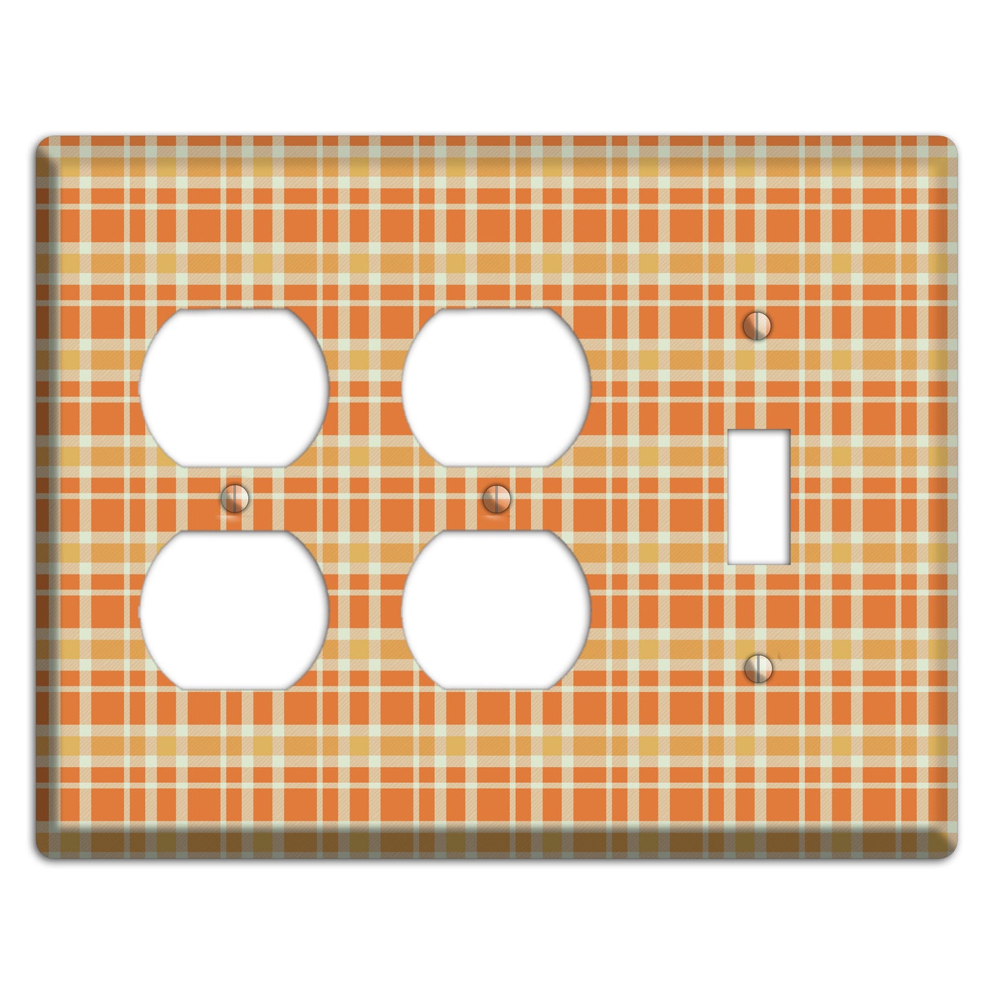 Orange and Beige Plaid 2 Duplex / Toggle Wallplate