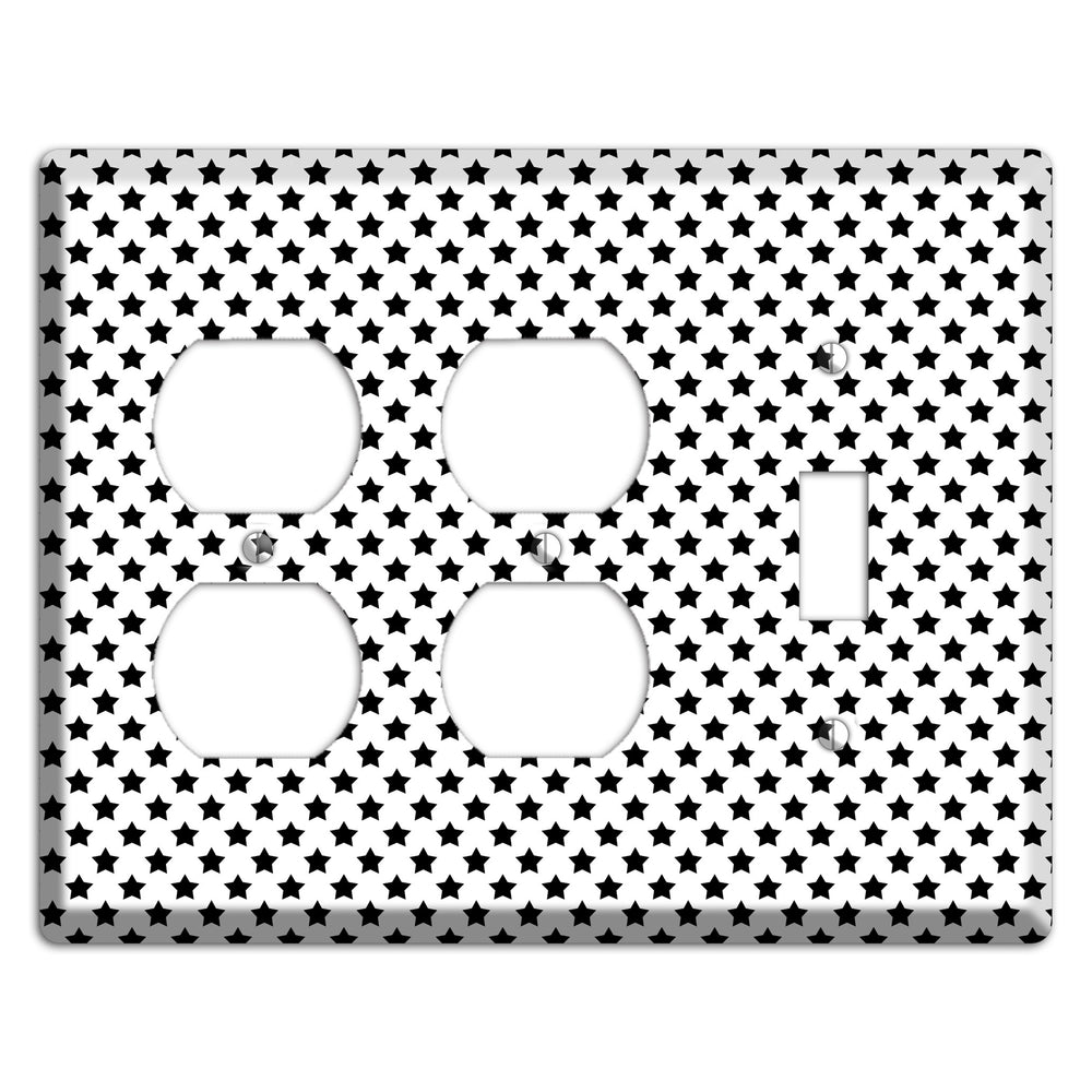 White with Black Stars 2 Duplex / Toggle Wallplate
