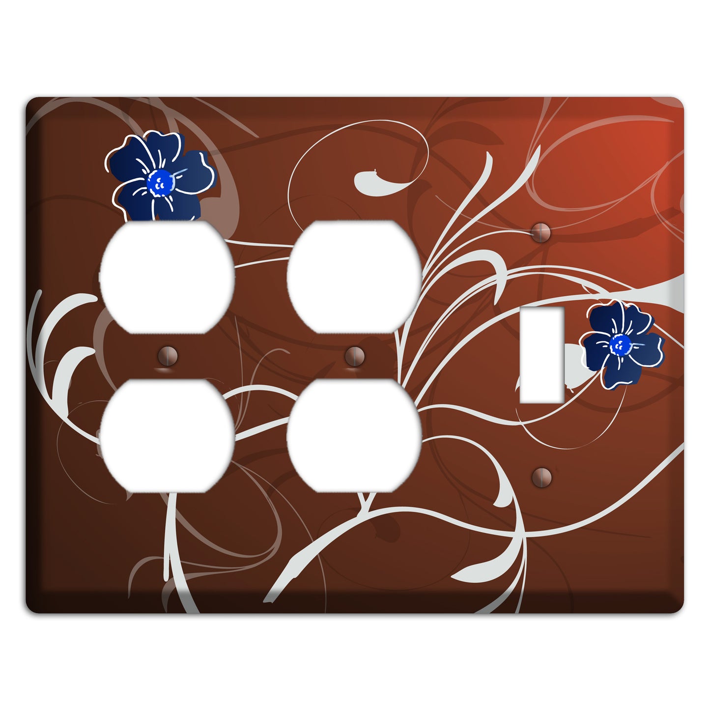 Brown Flower with Swirl 2 Duplex / Toggle Wallplate