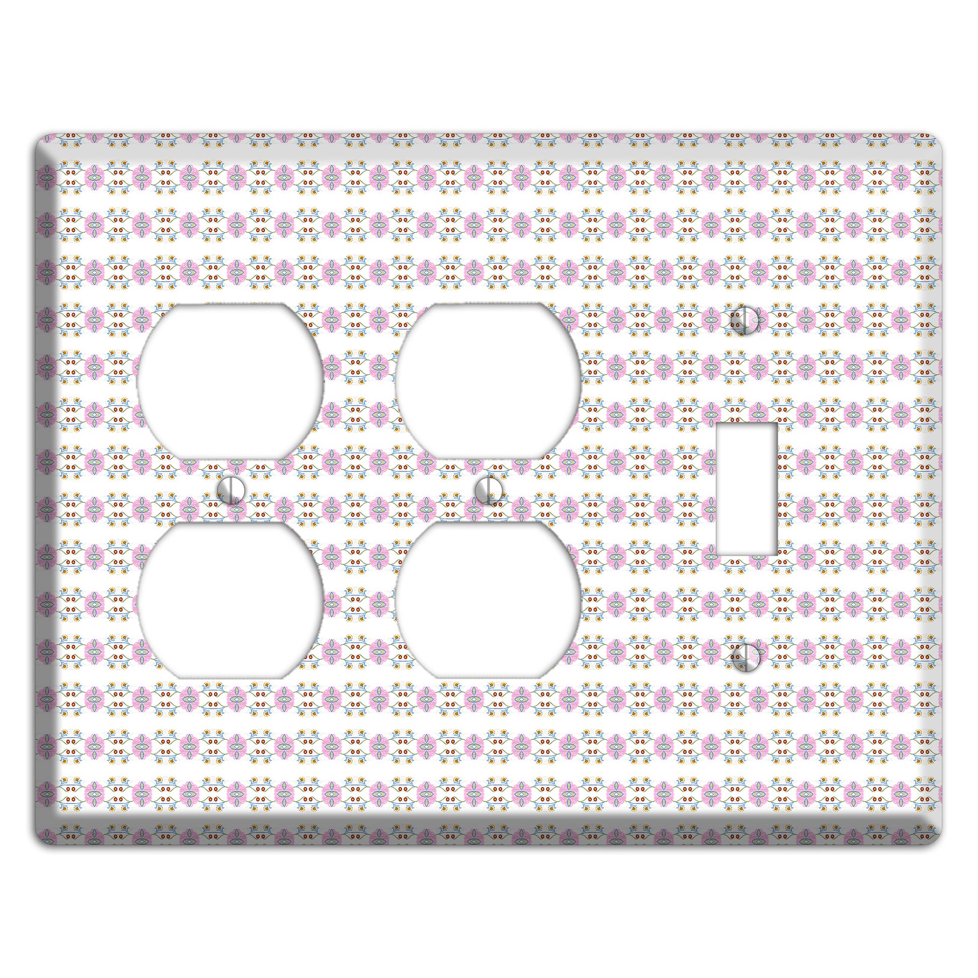 White with Lavendar Green Red Tapestry 2 Duplex / Toggle Wallplate