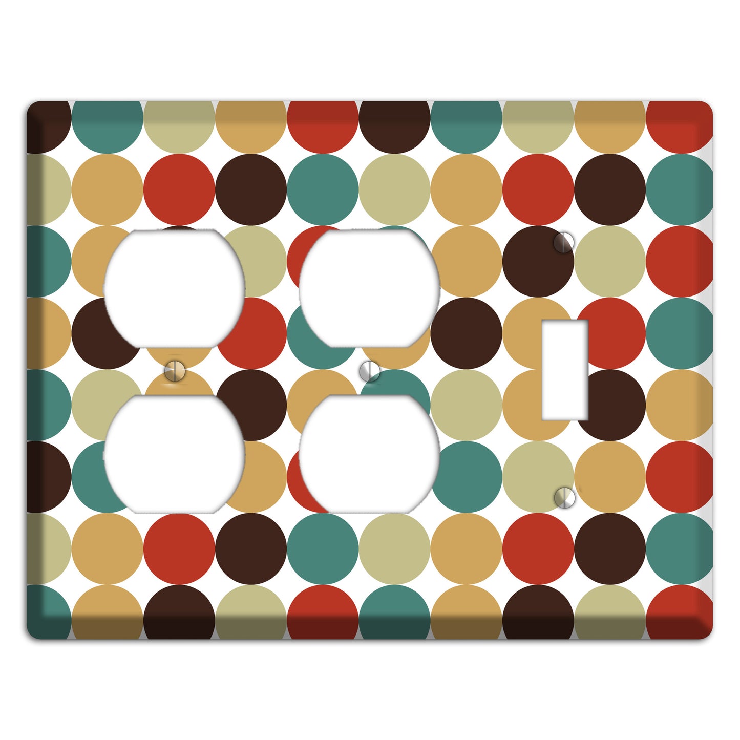 Brown Jade Beige Maroon Tiled Dots 2 Duplex / Toggle Wallplate