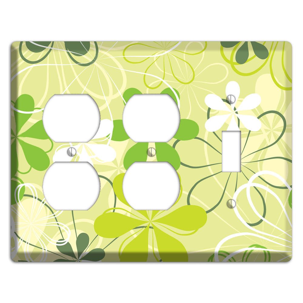 Green Retro Flowers 2 Duplex / Toggle Wallplate