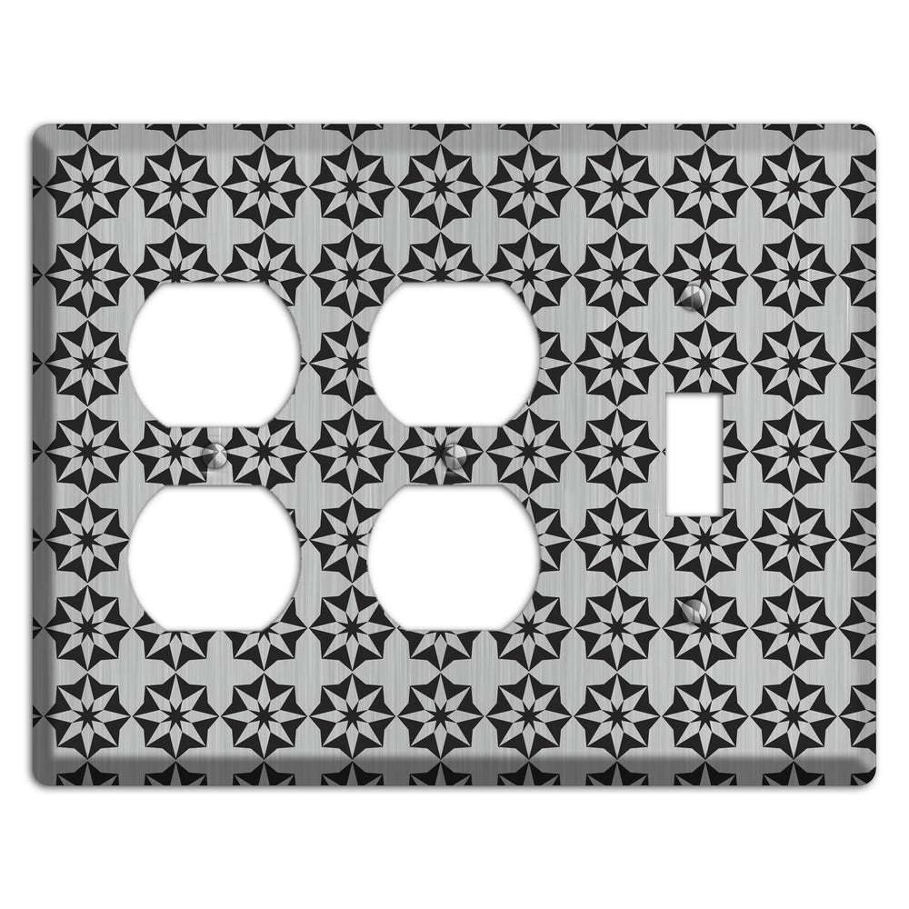 Stainless Steel with Black Foulard 2 Duplex / Toggle Wallplate