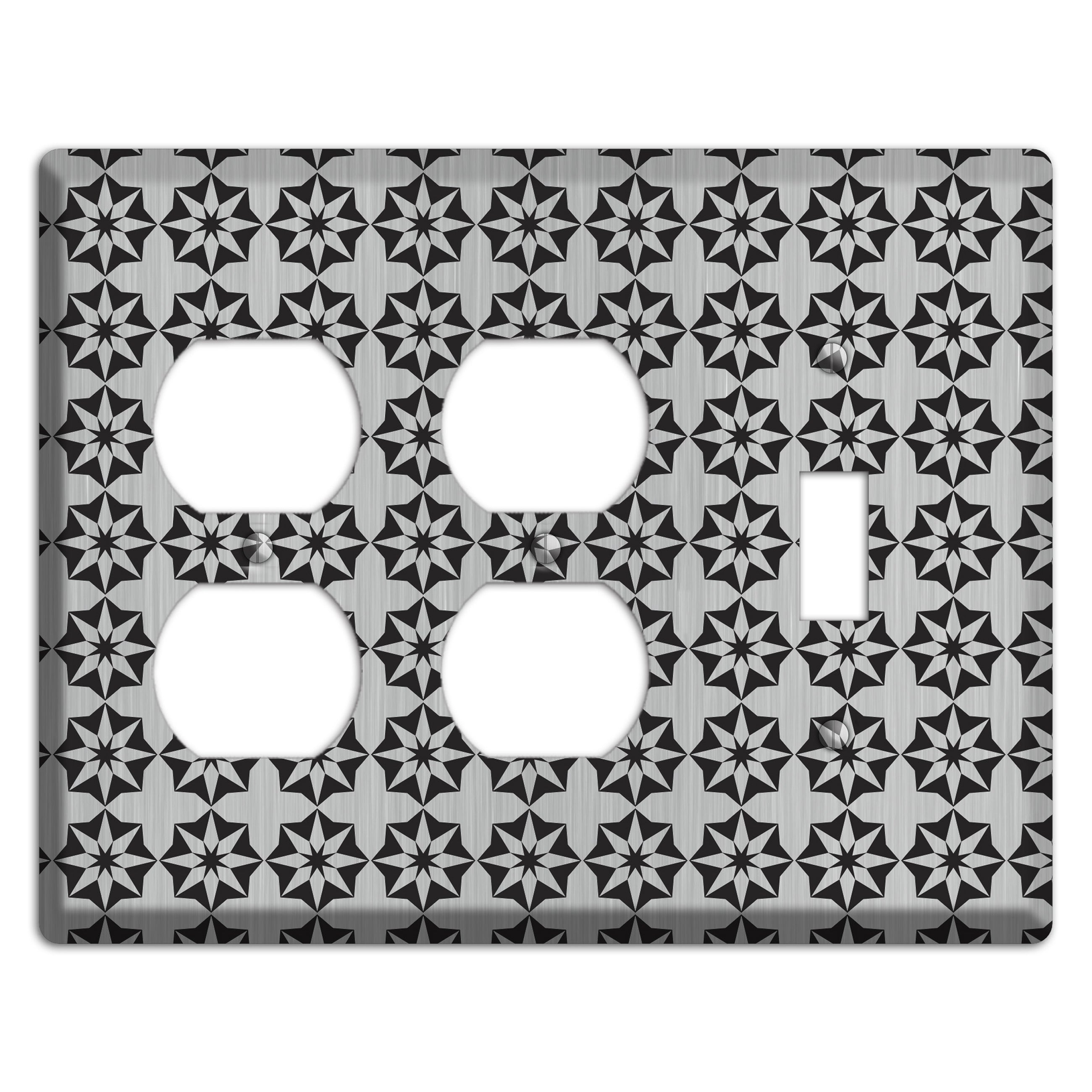 Stainless with Black Foulard 2 Duplex / Toggle Wallplate