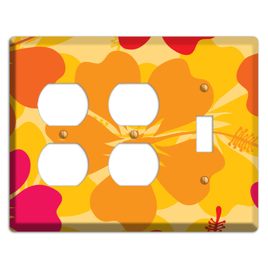 Orange Retro Flowers 2 2 Duplex / Toggle Wallplate