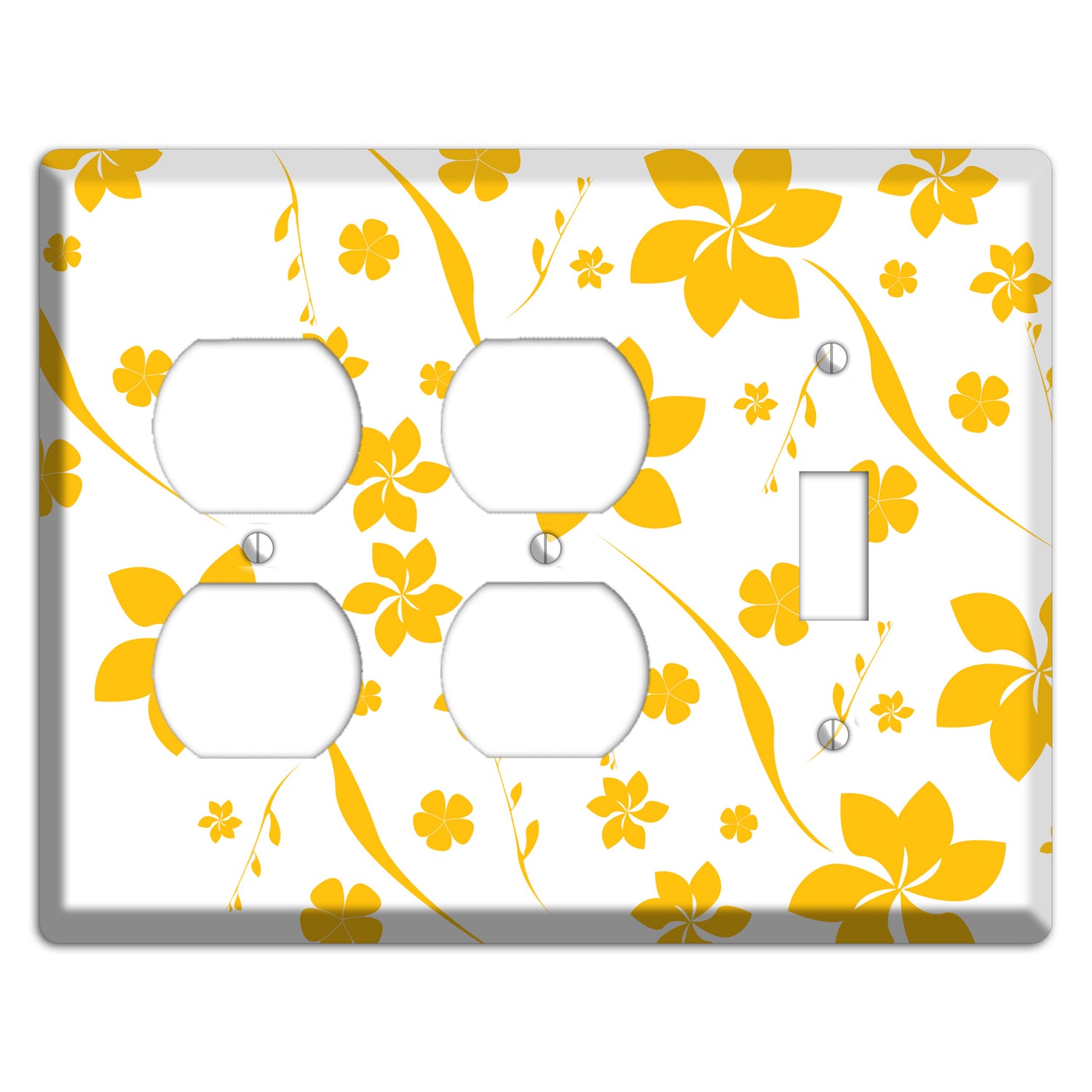 White with Yellow Flower 2 Duplex / Toggle Wallplate