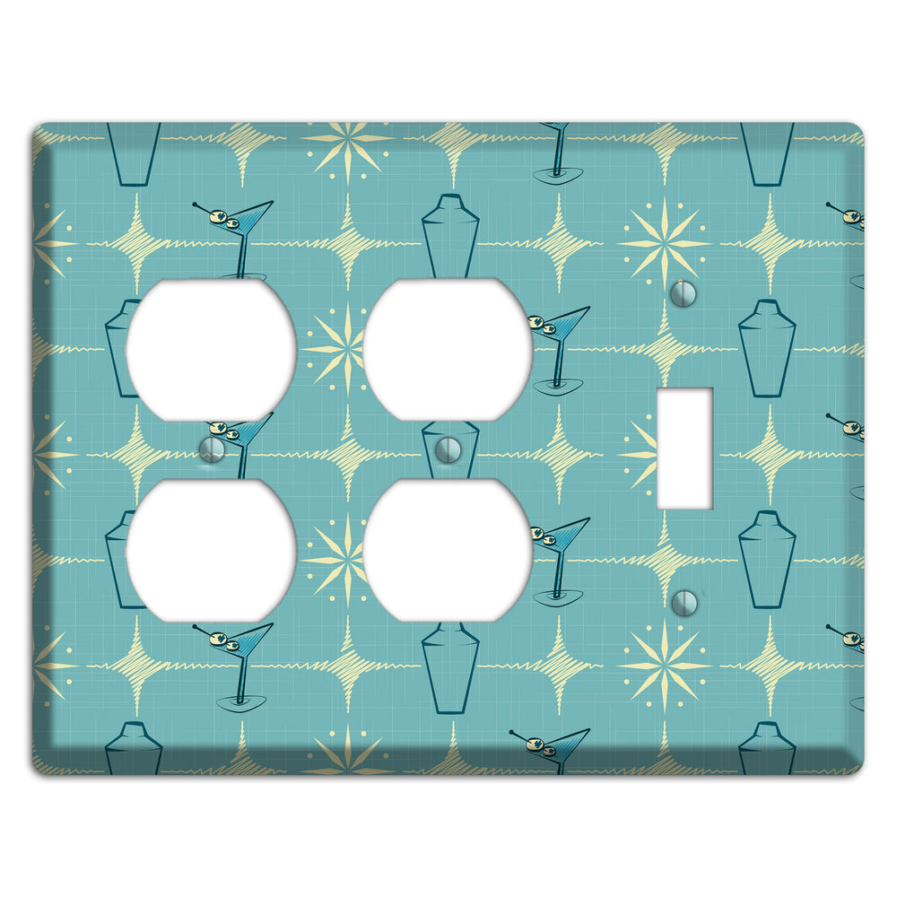 Blue Shaker and Martini 2 Duplex / Toggle Wallplate