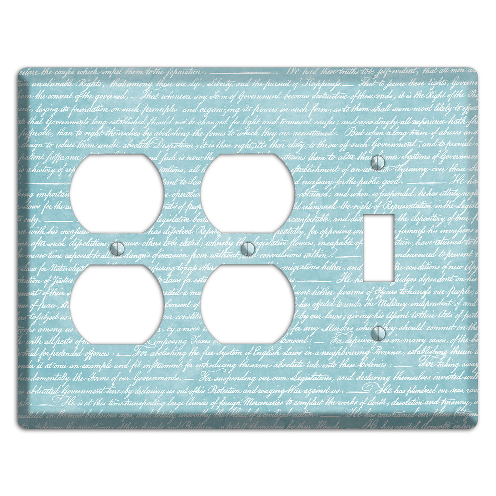 Blue Stained Script 2 Duplex / Toggle Wallplate
