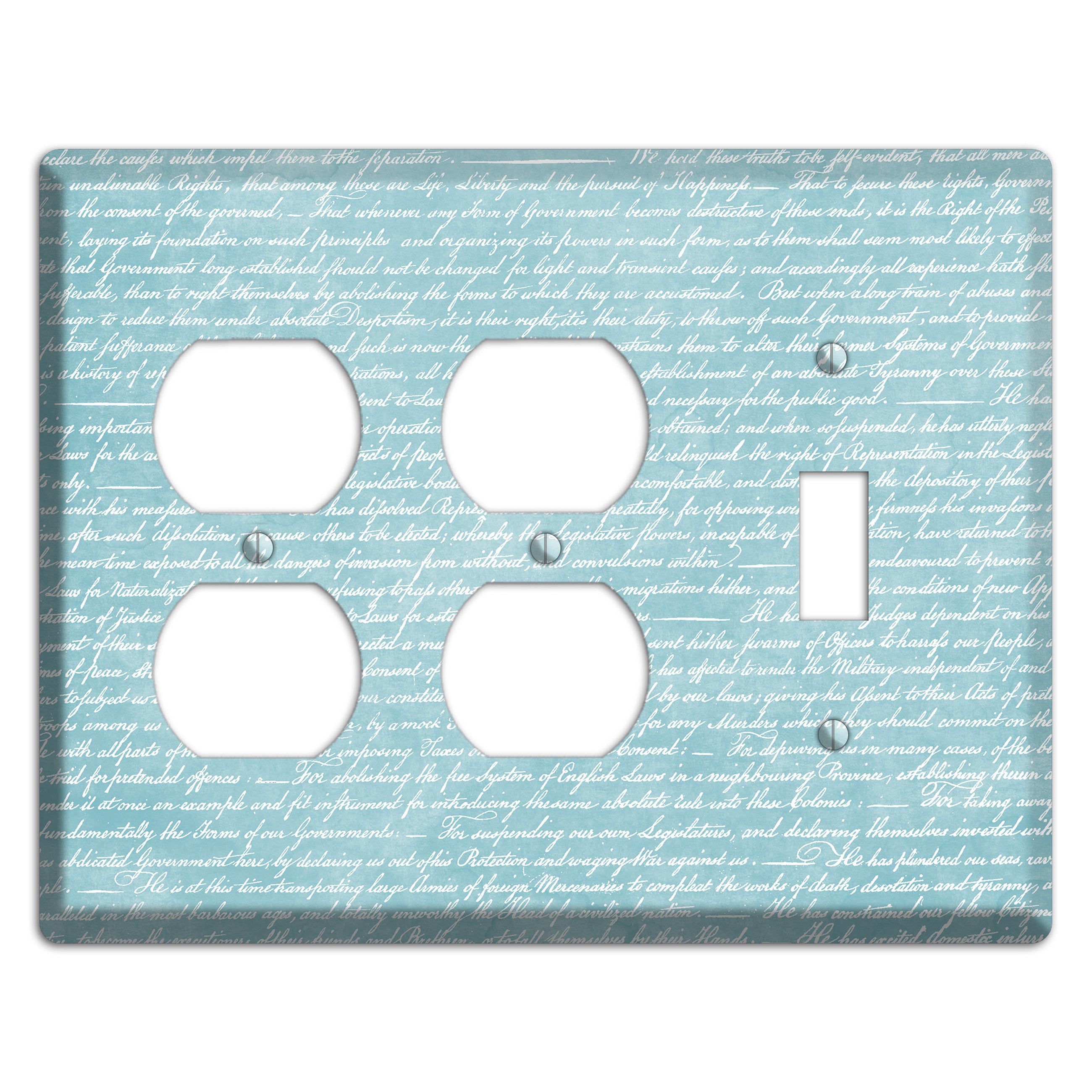 Blue Stained Script 2 Duplex / Toggle Wallplate