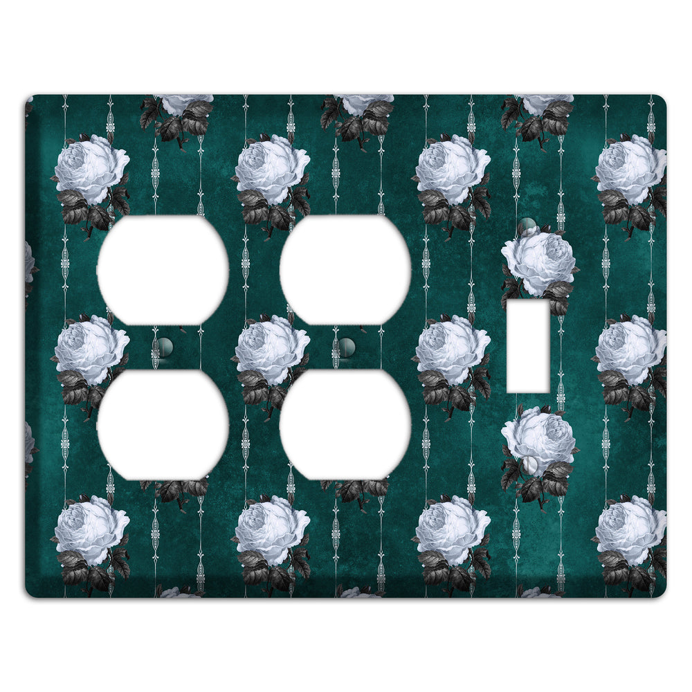 Dramatic Floral Teal 2 Duplex / Toggle Wallplate
