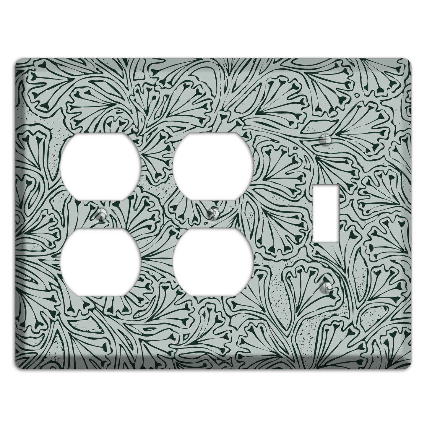 Deco Grey Interlocking Floral 2 Duplex / Toggle Wallplate