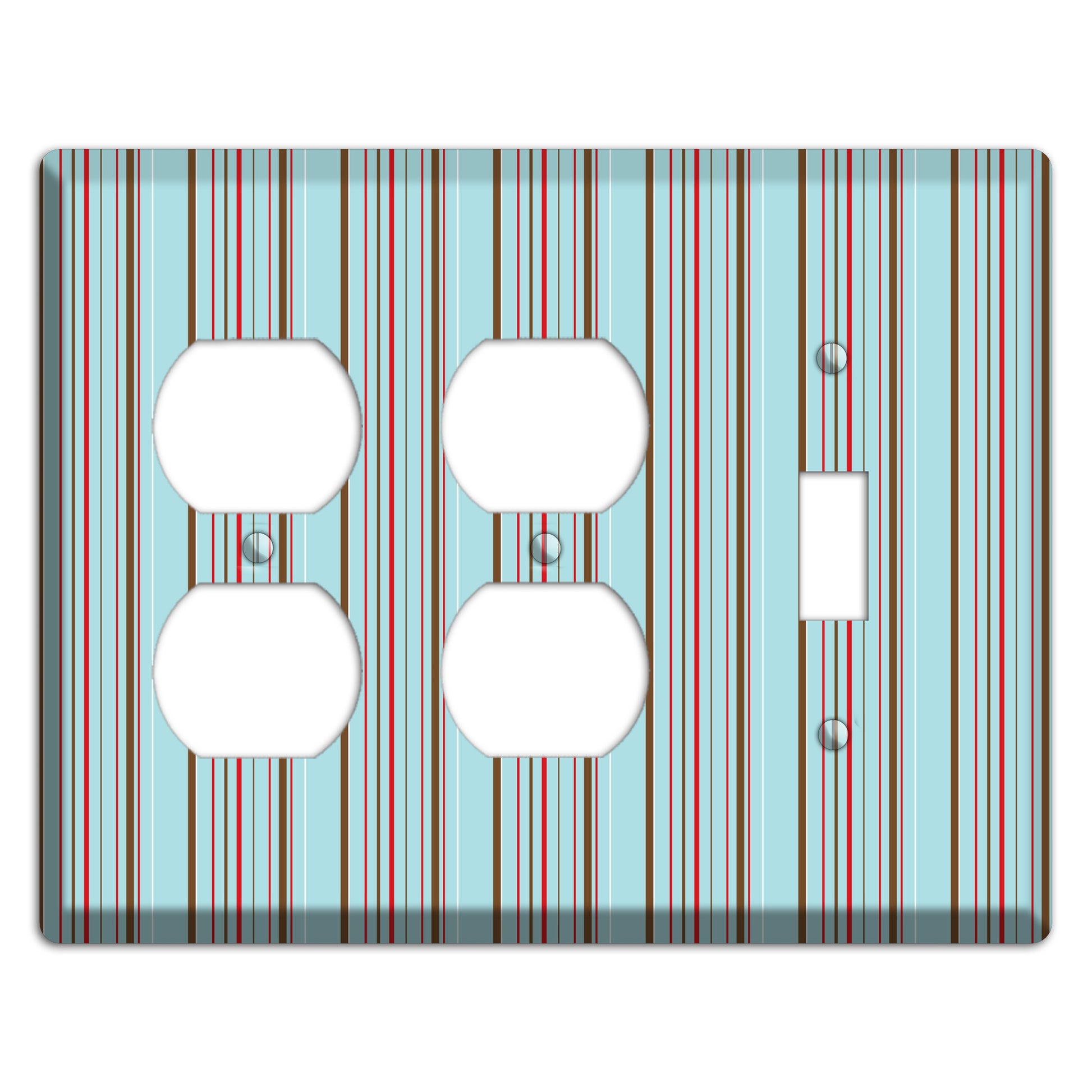 Dusty Blue with Red and Brown Vertical Stripes 2 Duplex / Toggle Wallplate