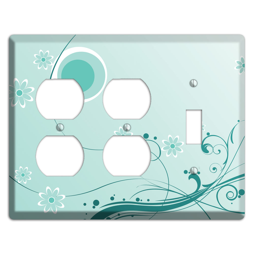 Light Green Floral 2 Duplex / Toggle Wallplate