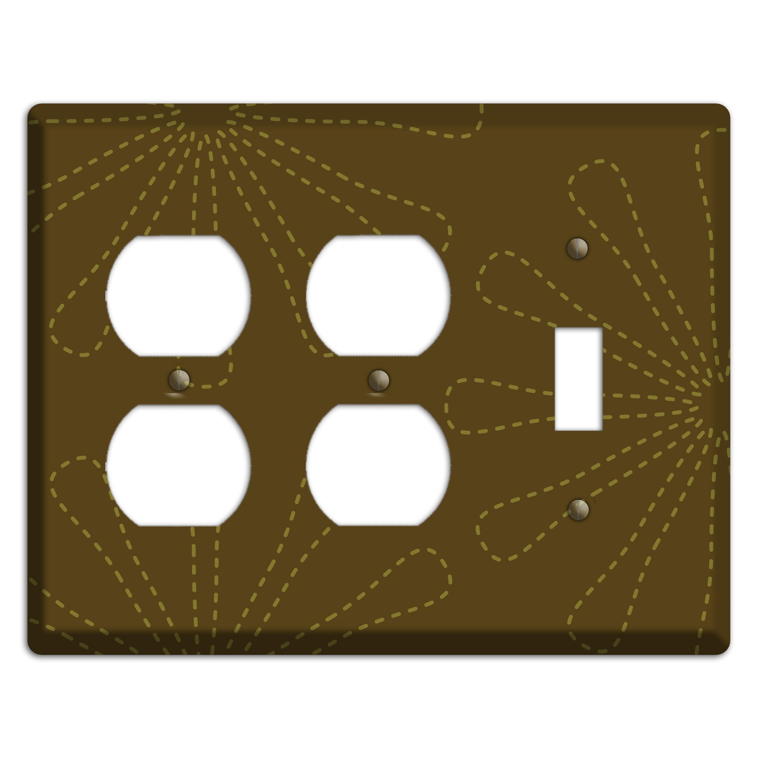 Brown Retro Stipple Floral Contour 2 Duplex / Toggle Wallplate