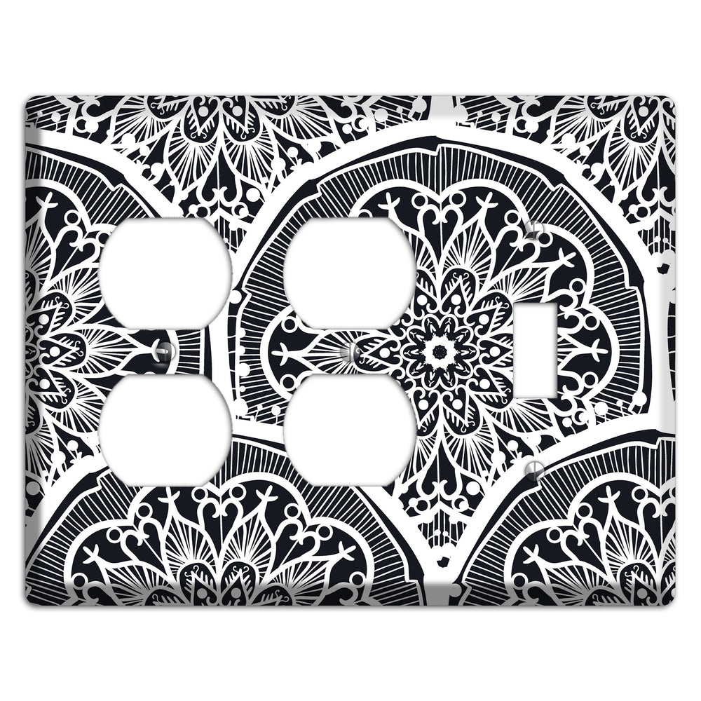 Mandala Black and White Style O Cover Plates 2 Duplex / Toggle Wallplate