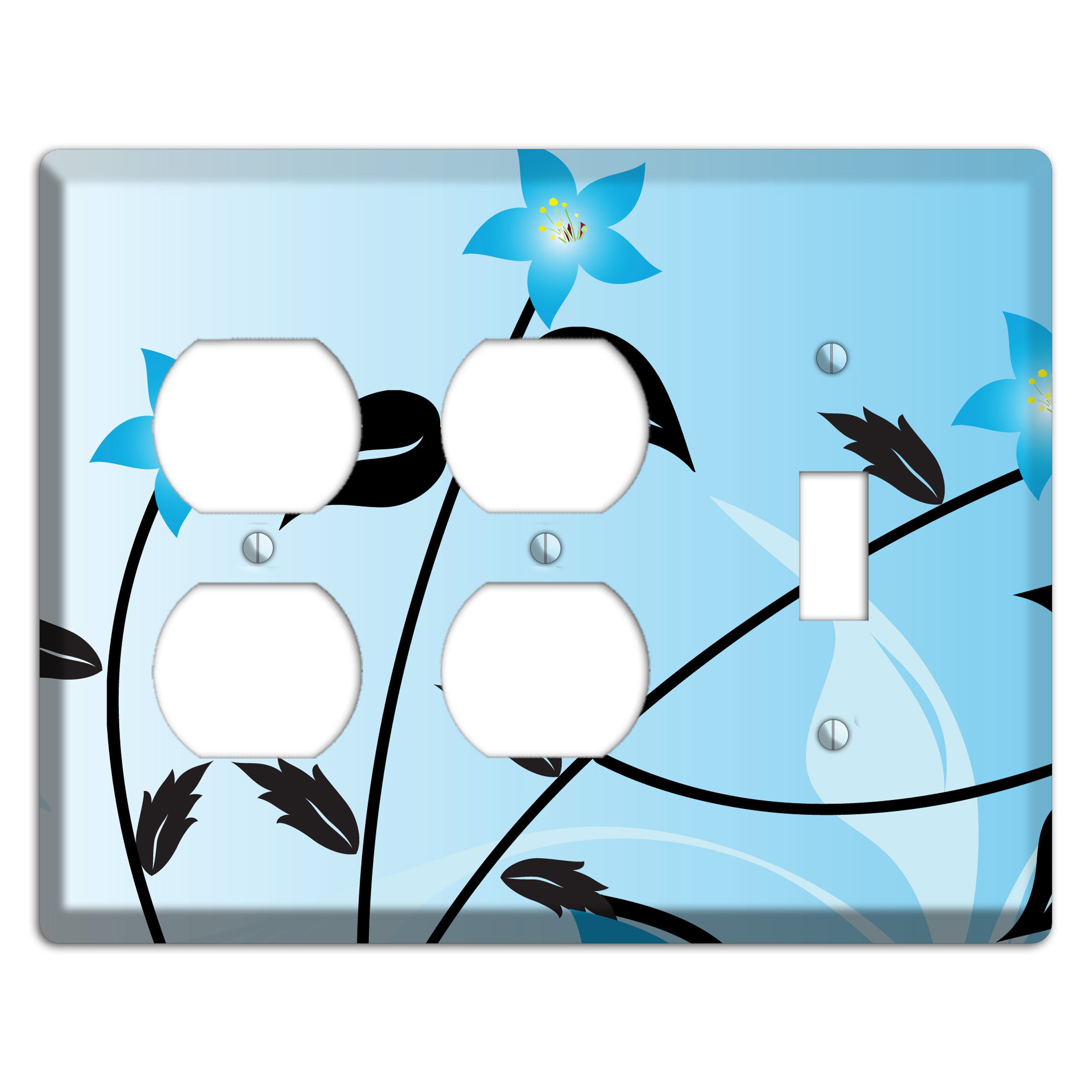 Blue Double Sprig 2 Duplex / Toggle Wallplate