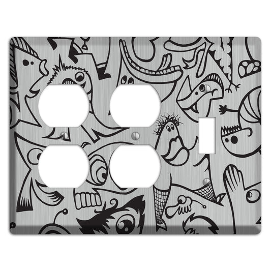 Whimsical Faces 2  Stainless 2 Duplex / Toggle Wallplate