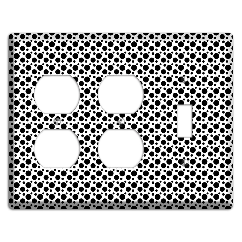 White with Black Small and Tiny Polka Dots 2 Duplex / Toggle Wallplate
