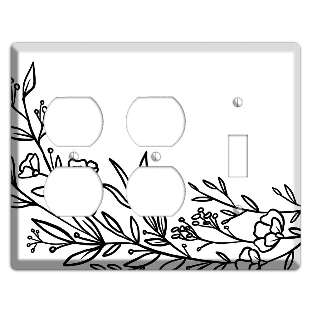 Hand-Drawn Floral 24 2 Duplex / Toggle Wallplate