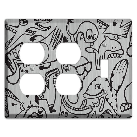 Whimsical Faces 1  Stainless 2 Duplex / Toggle Wallplate