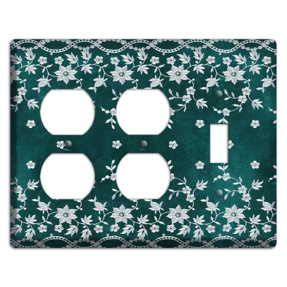 Embroidered Floral Teal 2 Duplex / Toggle Wallplate