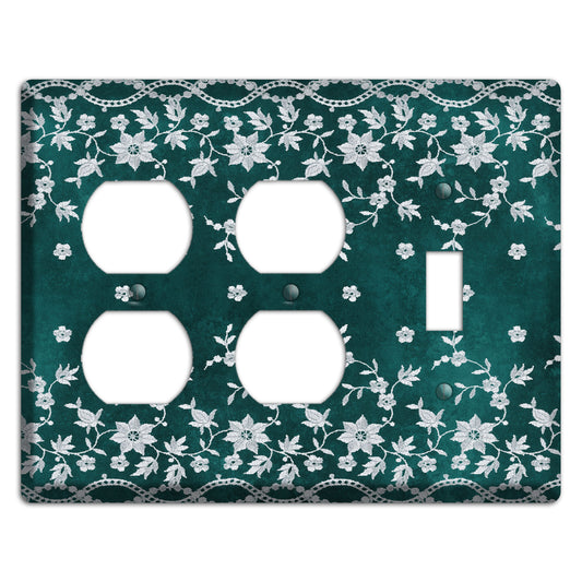 Embroidered Floral Teal 2 Duplex / Toggle Wallplate
