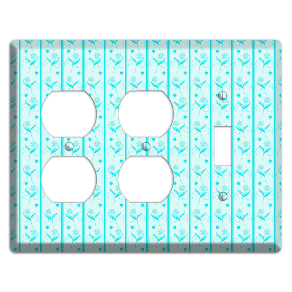 Teal Floral Pattern 2 Duplex / Toggle Wallplate