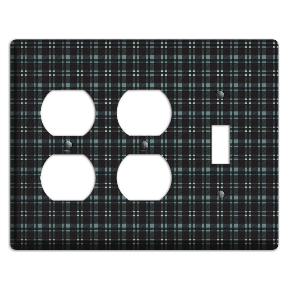 Black Plaid 2 Duplex / Toggle Wallplate