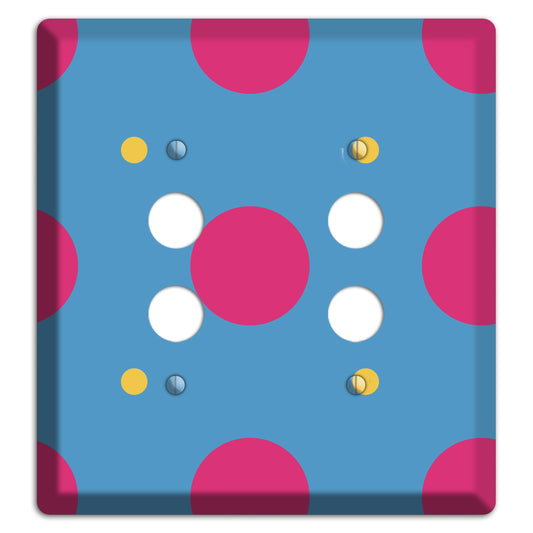 Blue with Pink and Yellow Multi Tiled Medium Dots 2 Pushbutton Wallplate