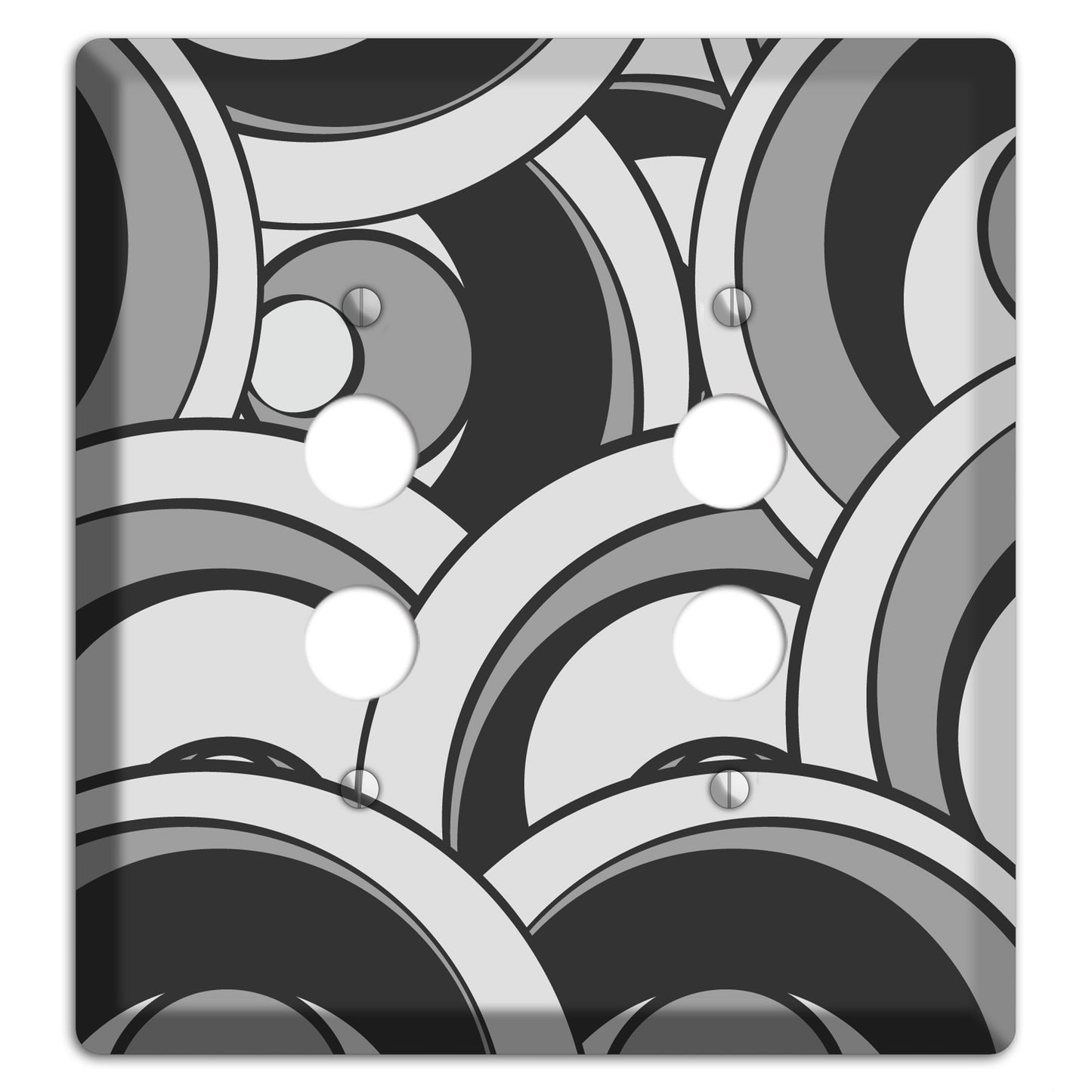 Black and Grey Deco Circles 2 Pushbutton Wallplate
