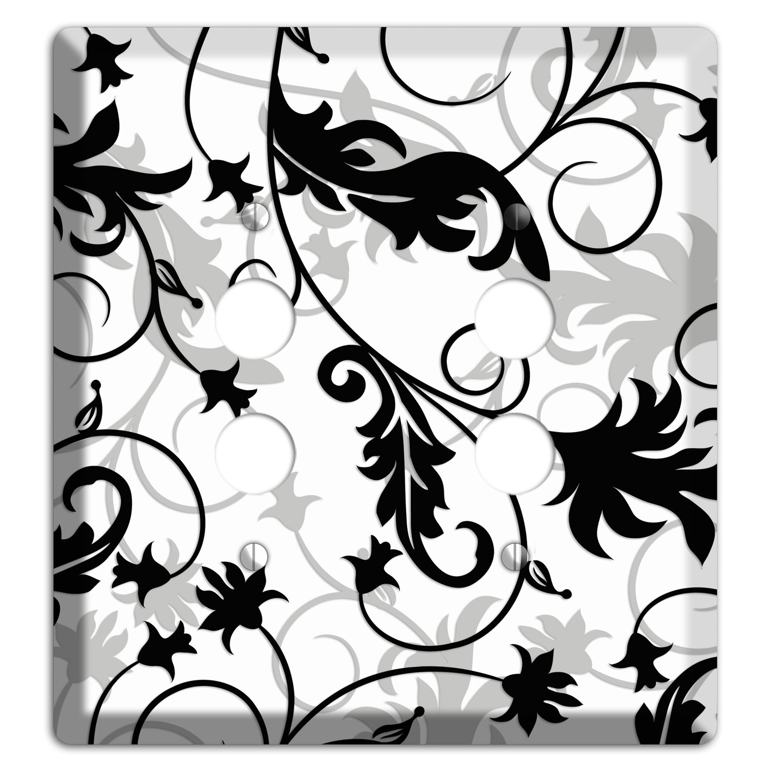 Black White and Grey Victorian Sprig 2 Pushbutton Wallplate