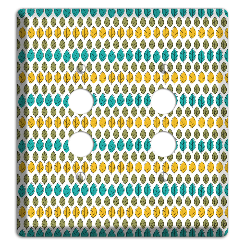 Turquoise Multi Olive Leaf Contour 2 Pushbutton Wallplate