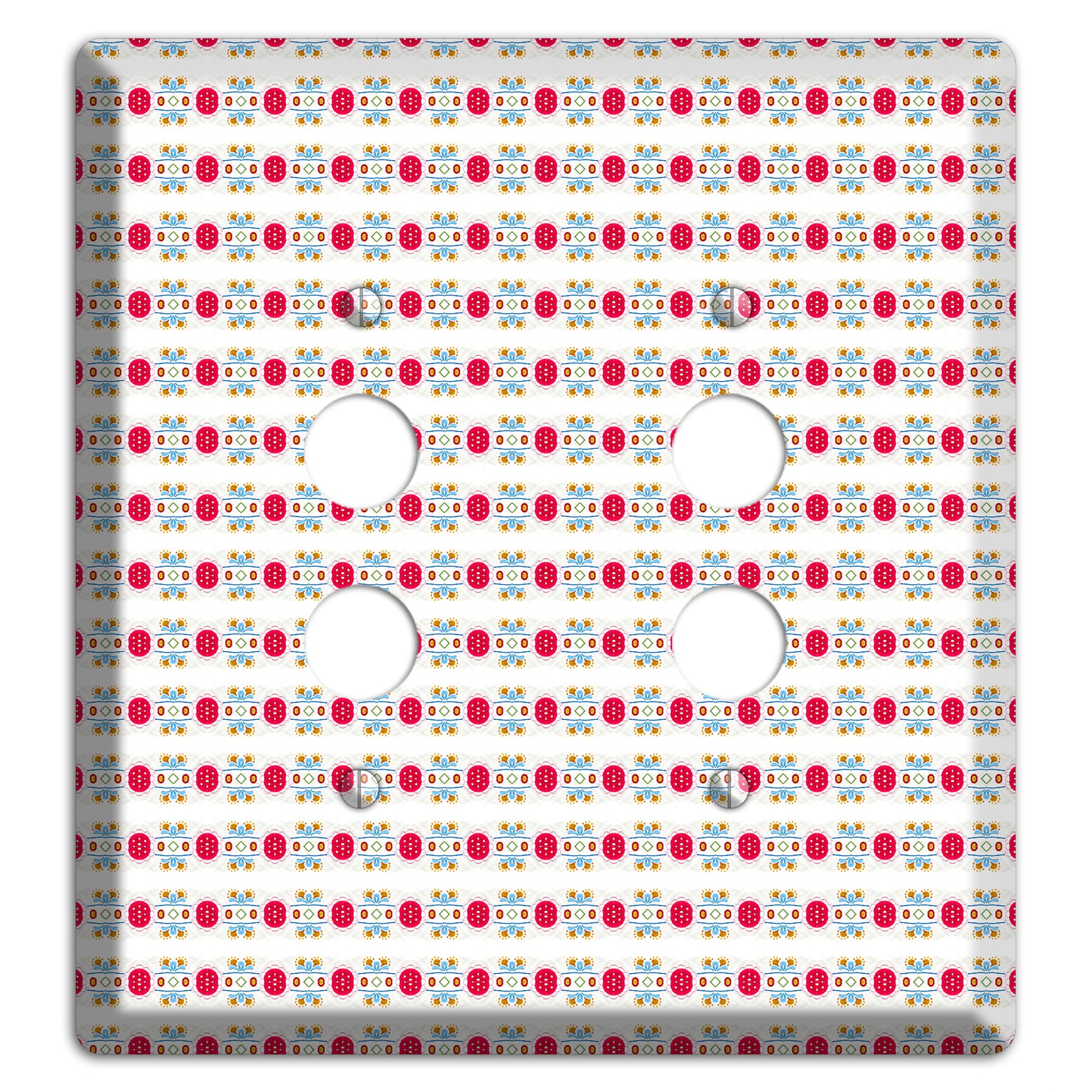 Off White with Red Blue Olive Tapestry 2 Pushbutton Wallplate
