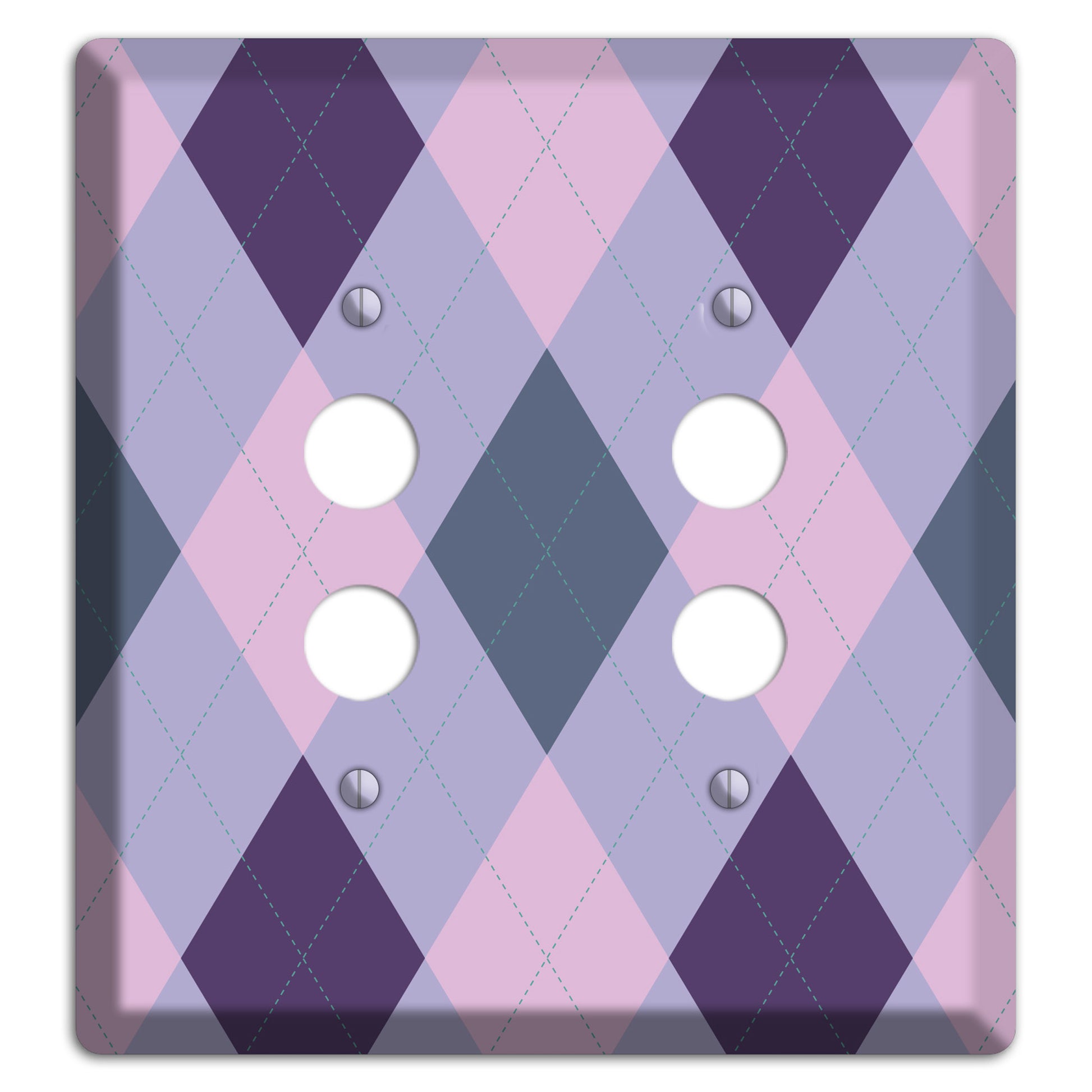 Lilac Argyle 2 Pushbutton Wallplate