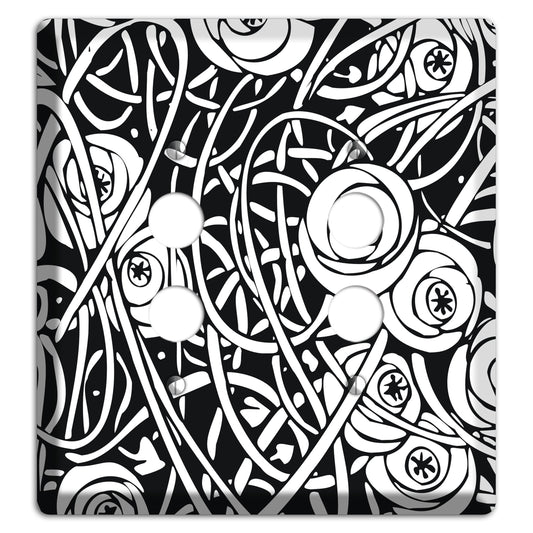 Black and White Deco Floral 2 Pushbutton Wallplate