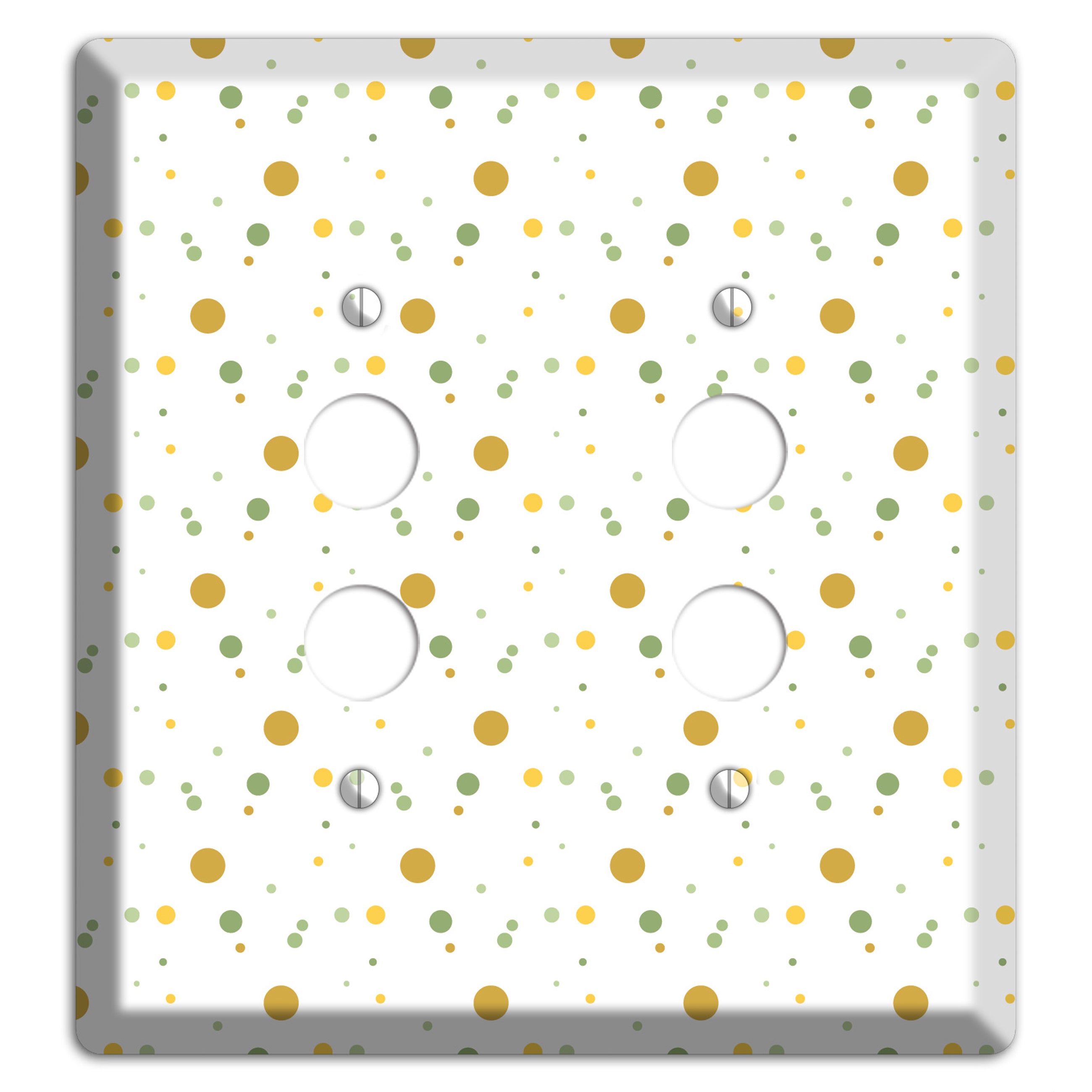 White with Multi Olive Tiny Dots 2 Pushbutton Wallplate