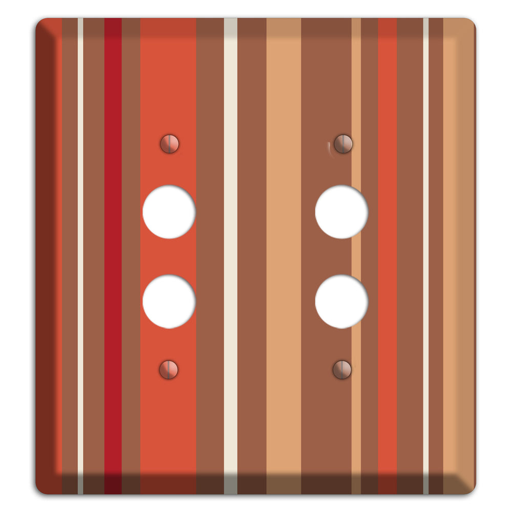 Multi Coral Vertical Stripe 2 Pushbutton Wallplate