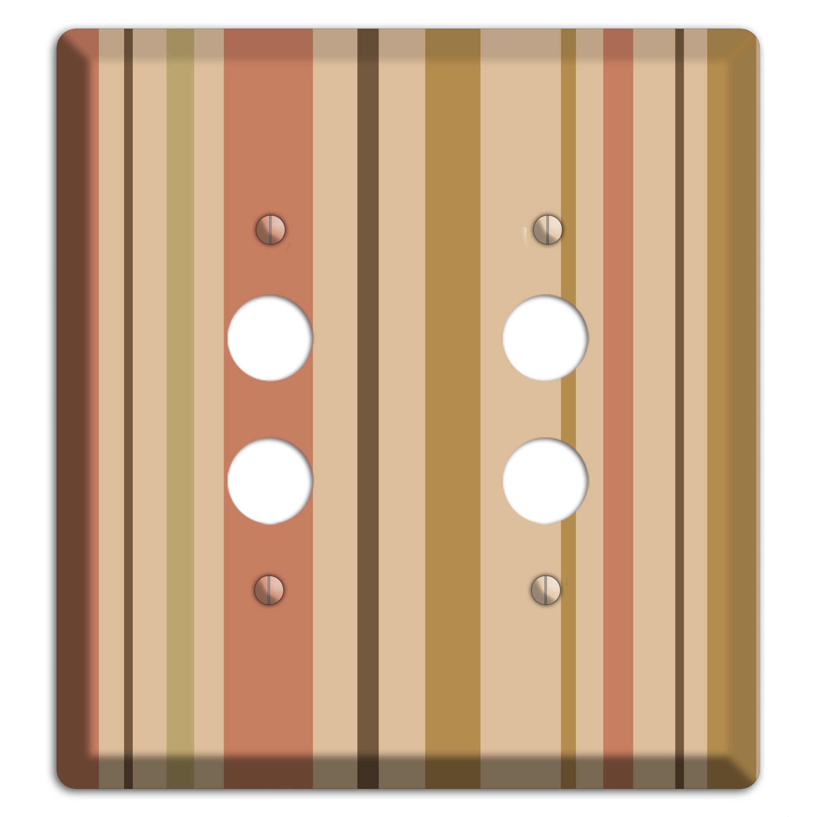 Multi Dusty Pink Vertical Stripes 2 Pushbutton Wallplate