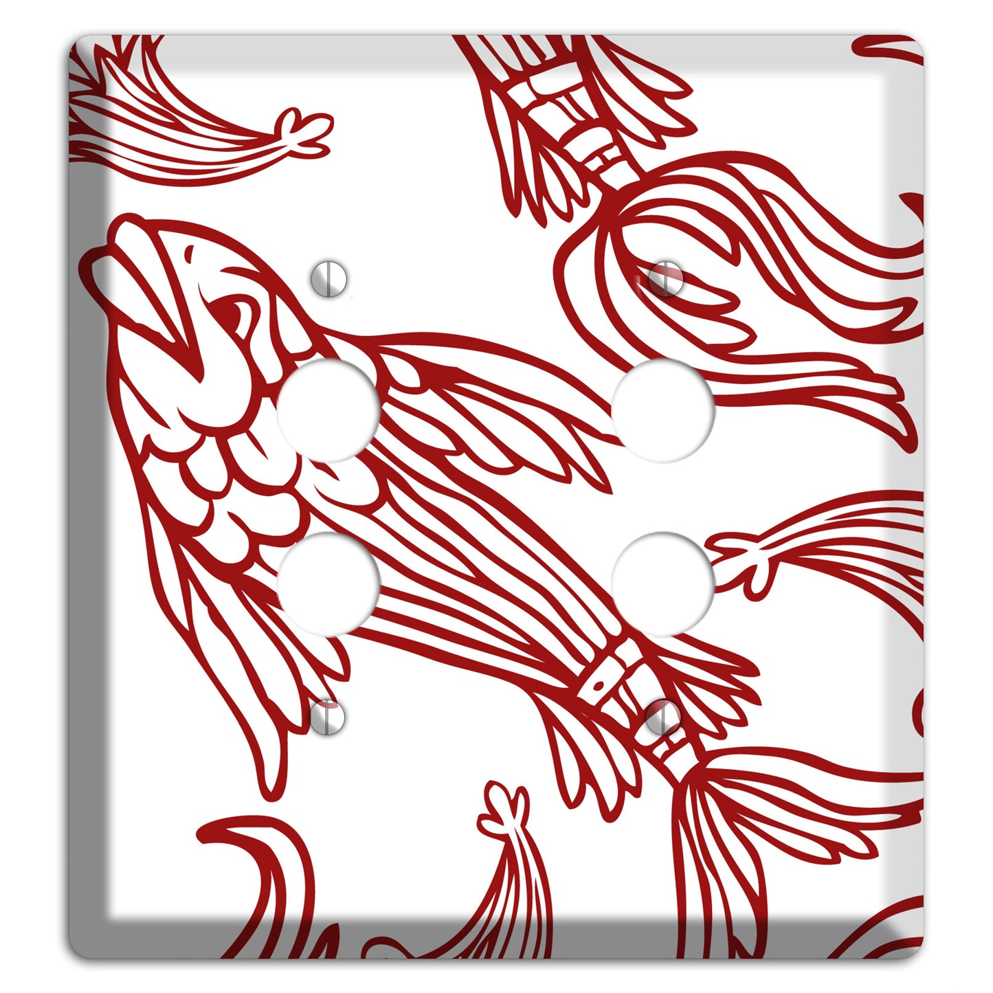 Red and White Koi 2 Pushbutton Wallplate