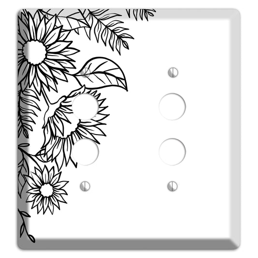 Hand-Drawn Floral 5 2 Pushbutton Wallplate