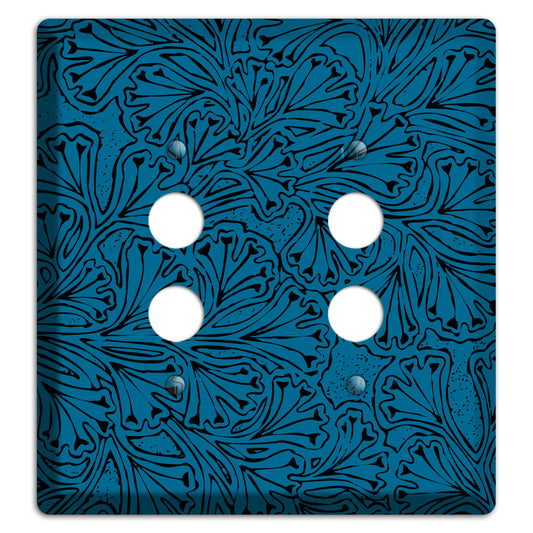 Deco Blue Interlocking Floral 2 Pushbutton Wallplate