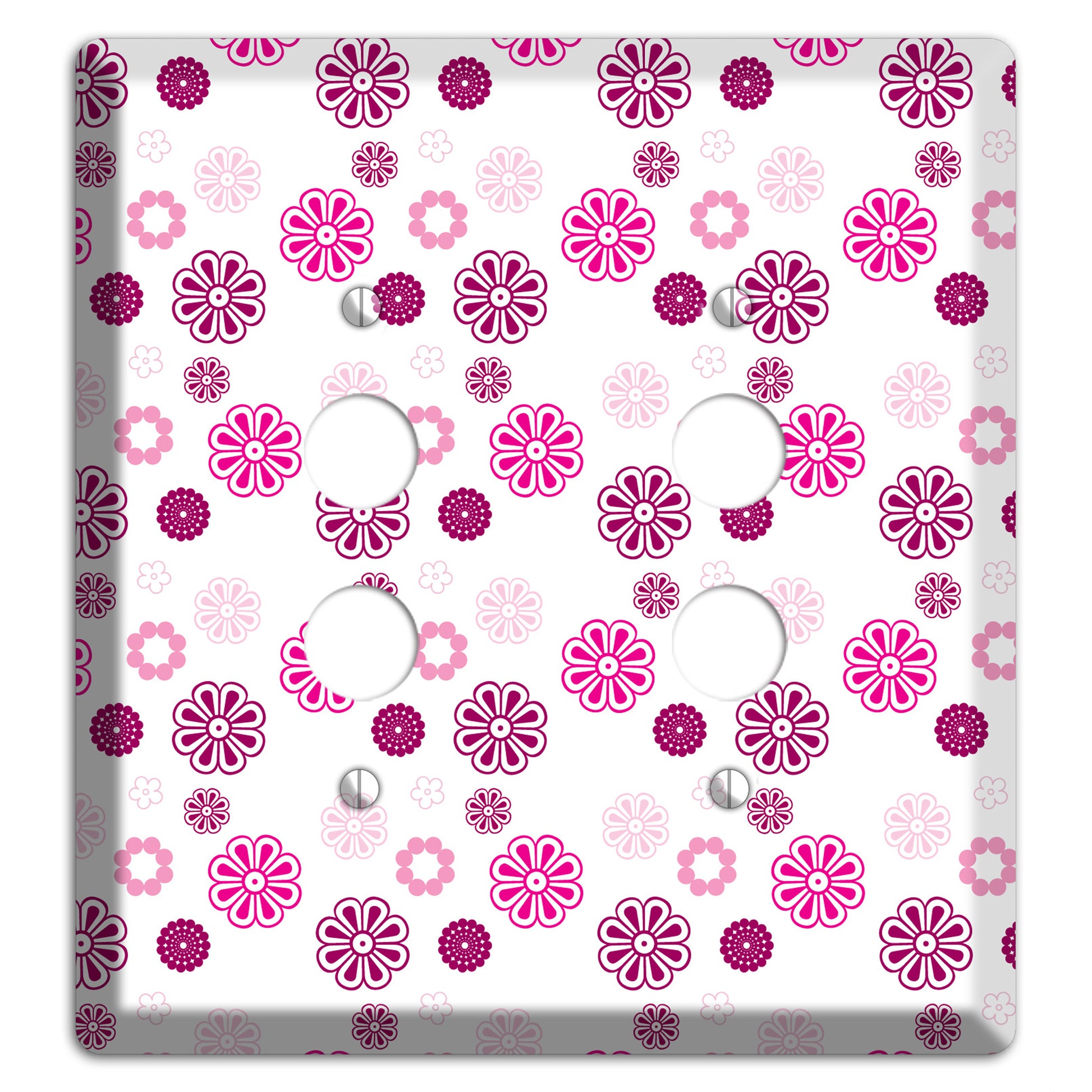 Maroon and Pink Retro Floral 2 Pushbutton Wallplate
