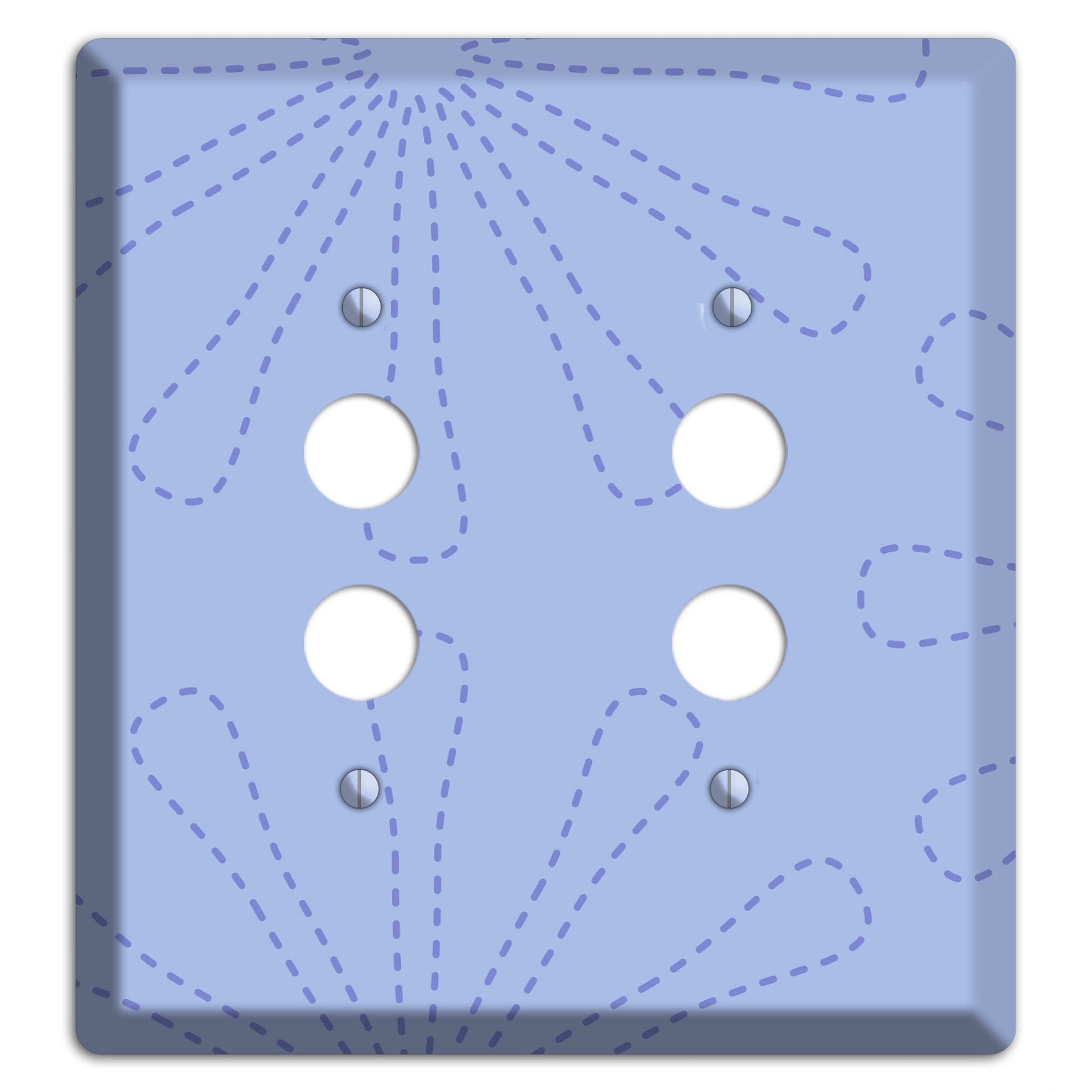 Periwinkle Retro Stipple Floral Contour 2 Pushbutton Wallplate